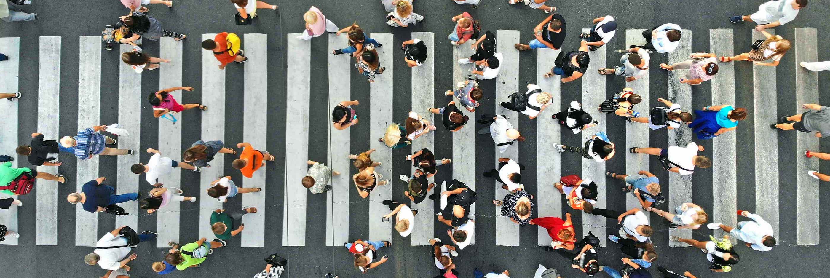 A crowded crosswalk