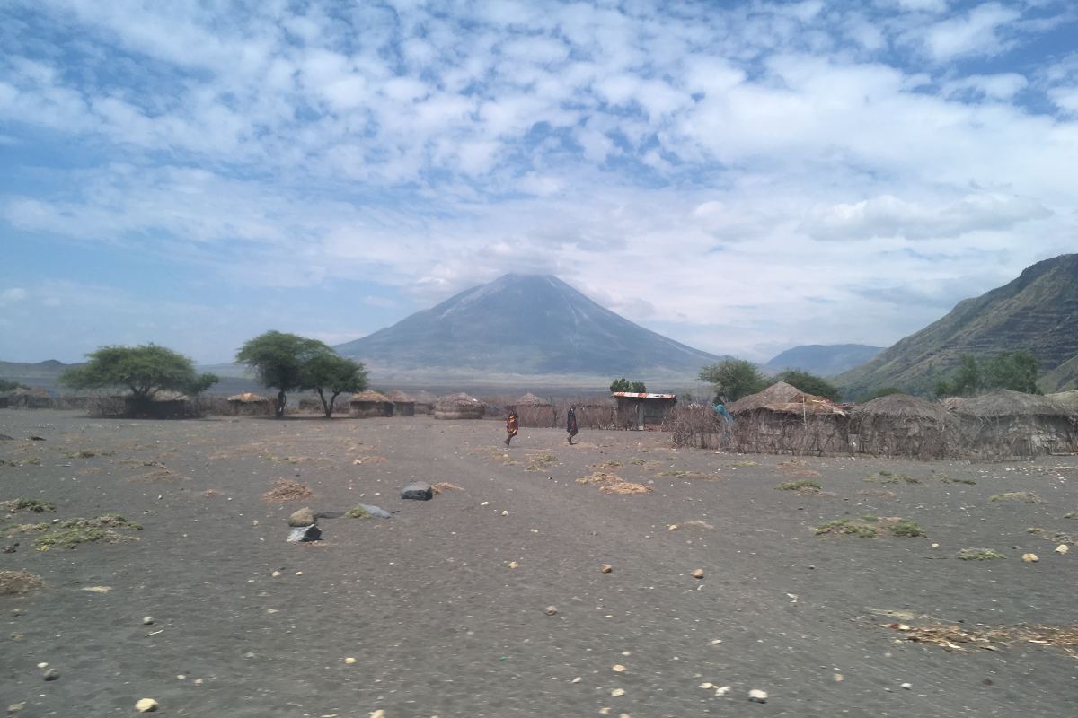 The East African Rift is pictured here with Oldoinyo Langai Volcano in the background.