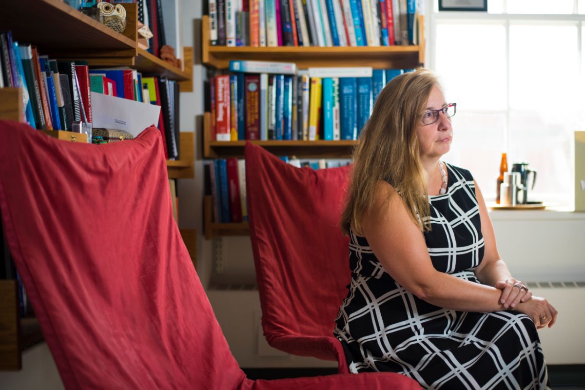 UAlberta computing scientist Eleni Stroulia, pictured in her office.