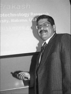 Dr. Channapatna S. Prakash of Tuskegee University, Alabama, presented a pro-GMO seminar, hosted in part by the University of Alberta's Department of Agricultural, Food and Nutritional Science. He cites a long tradition of genetic modification, as well as positive results, such as longer shelf life for food products.