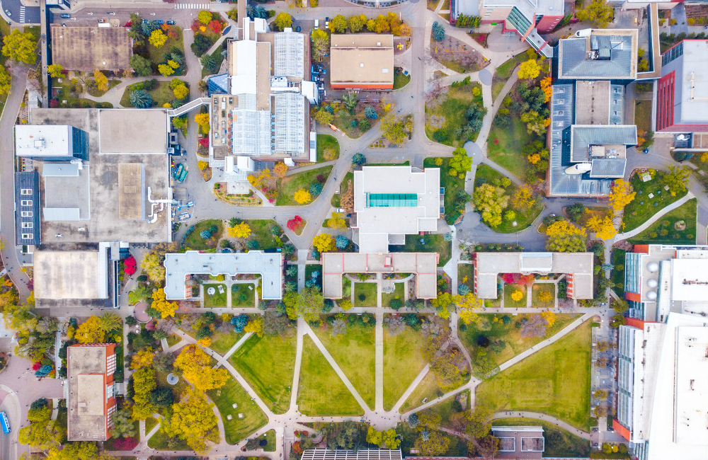 aerial shot of U of Alberta north campus