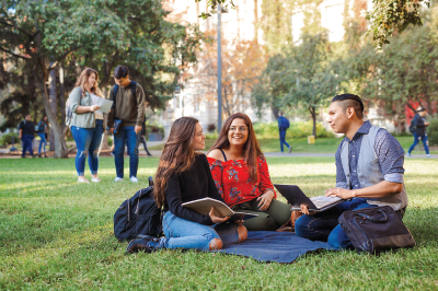 Students sitting in Quad on North Campus