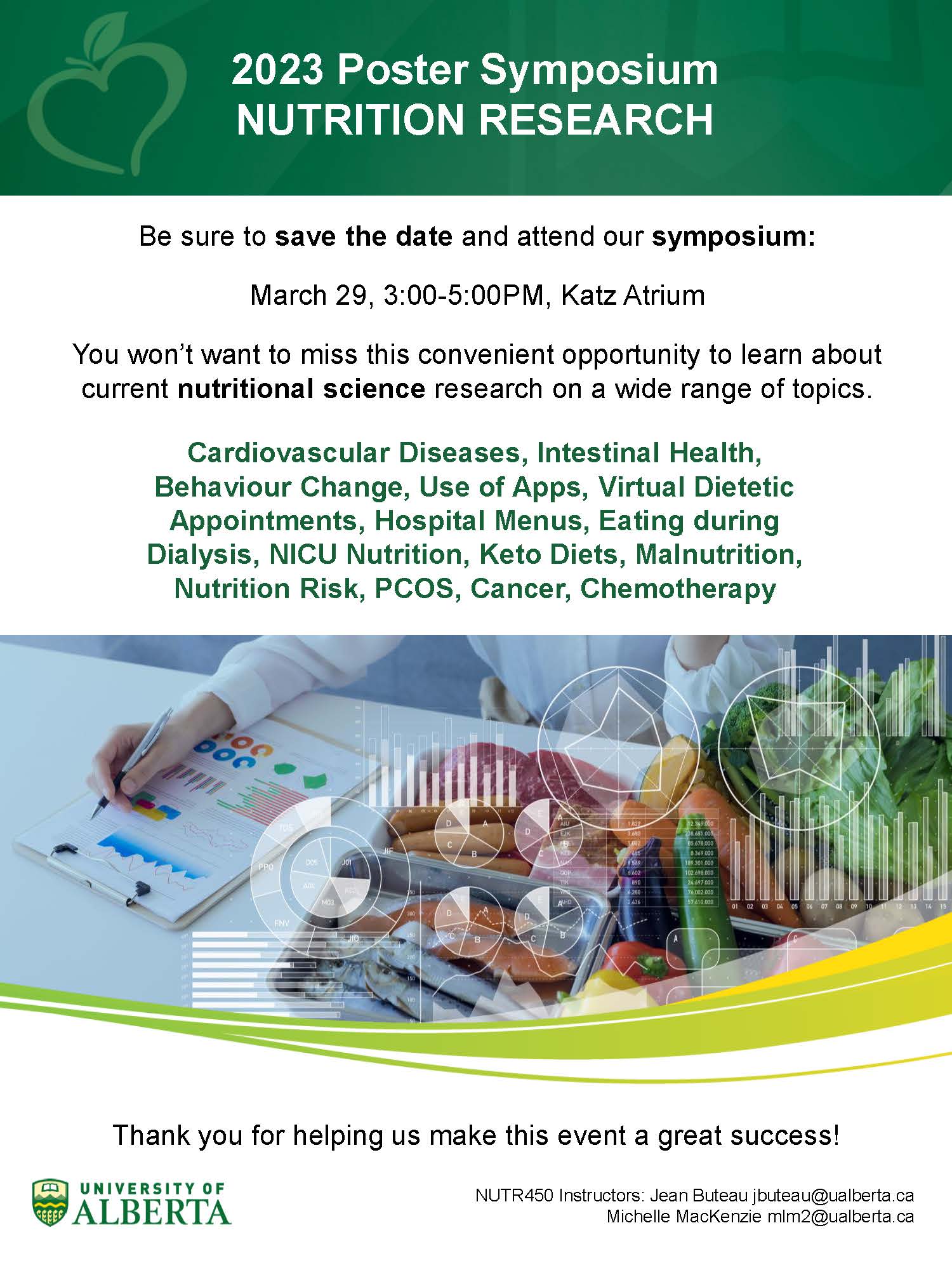 Poster Symposium Nutrition Research March 29, 2023 3-5pm Katz Atrium