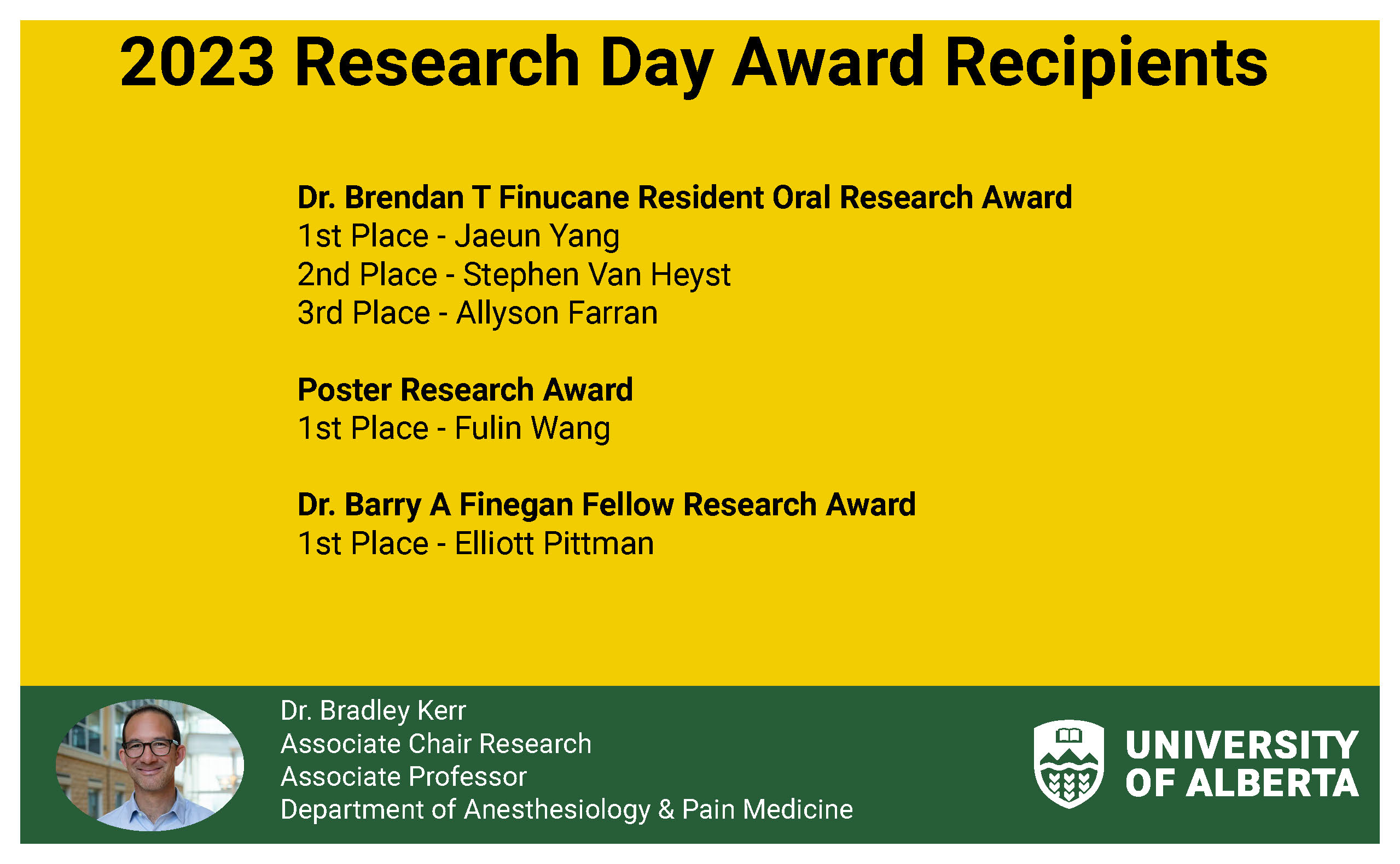  2023 Research Day Award Recipients