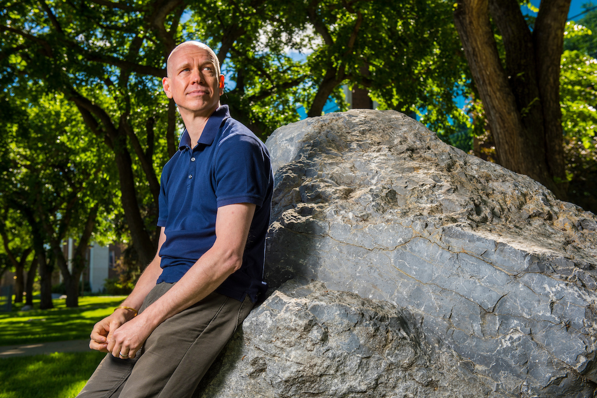 University of Alberta Researcher Mirko van der Baan, at the Geoscience Garden on June 21, 2017, studies microseismicity, or tiny seismic events