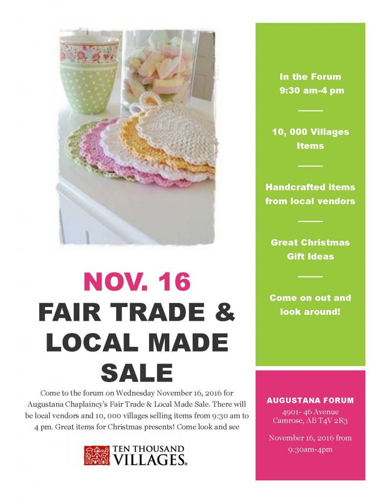 Nov. 16 Fair Trade & Local Made Sale