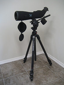 A spotting scope with tripod