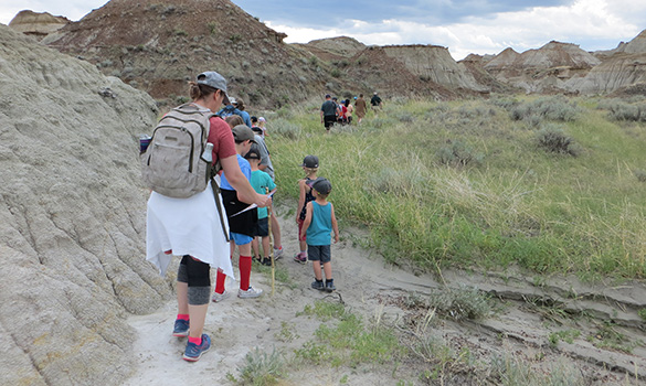 A group of people on a fossil safari