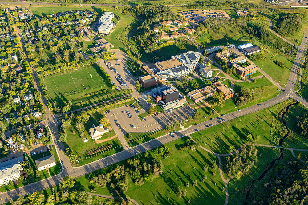 Aerial photo of Augustana Campus.