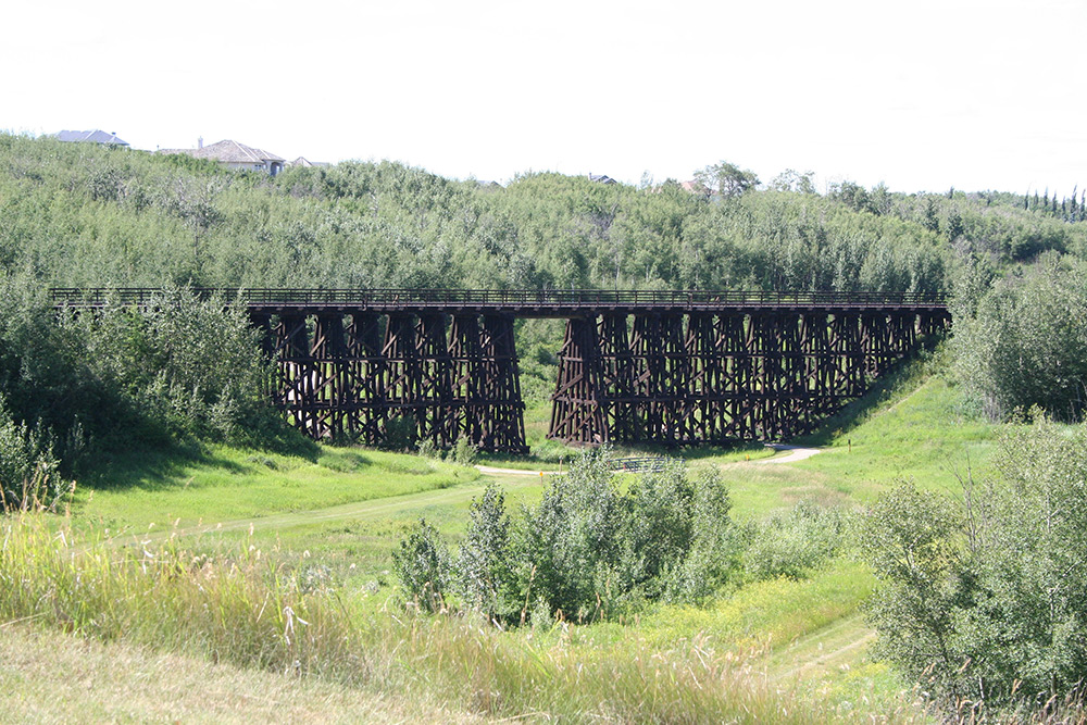Photo of train trestle in Camrose.