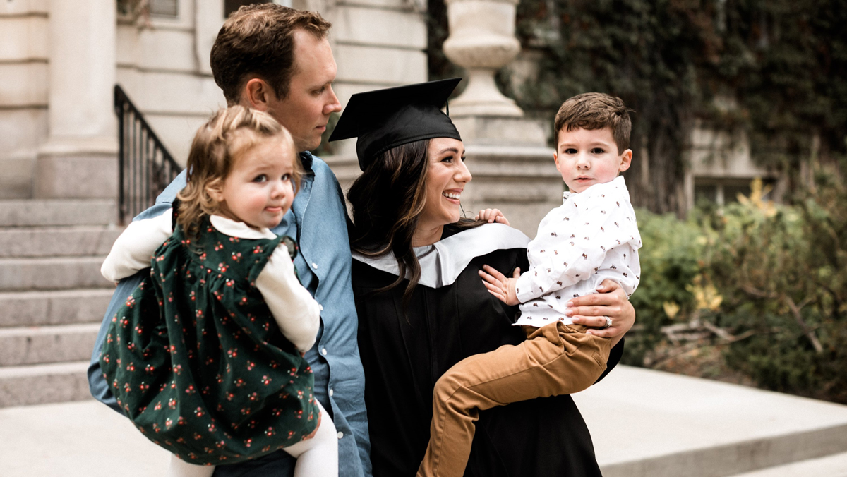 While earning her MBA, Margeaux Maron managed to juggle a journalism job, parenthood, a second pregnancy — and a pandemic. “It was a good thing and a bad thing all tied up in one COVID ball,” she says.
