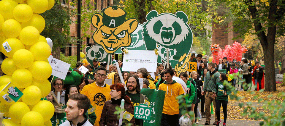Students walking at Green and Gold Day