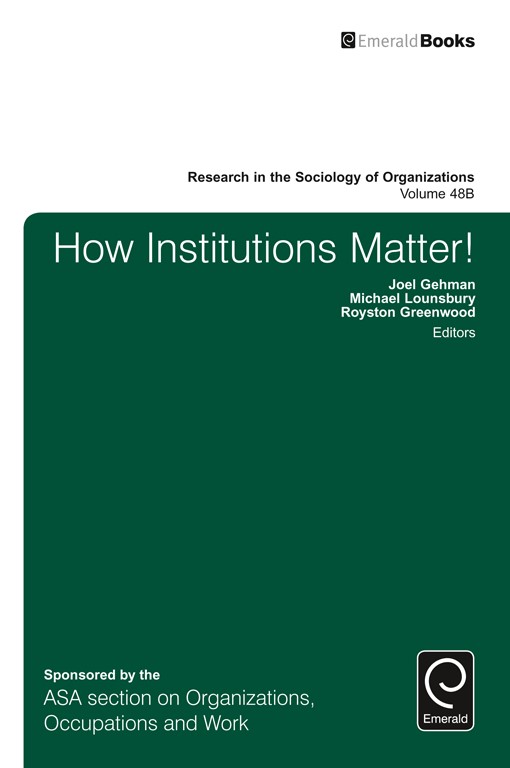 Book titled How Institutions Matter! Vol 48B