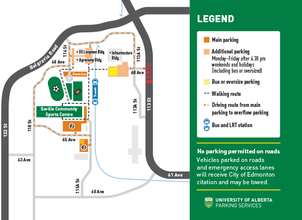 University of Alberta South Campus Parking Map small