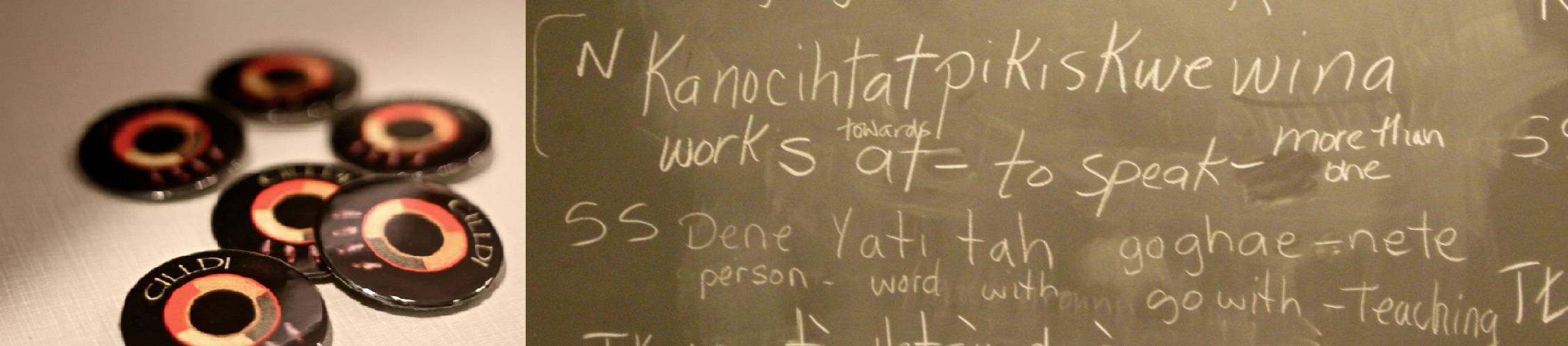 Cree and Dene lesson on a blackboard