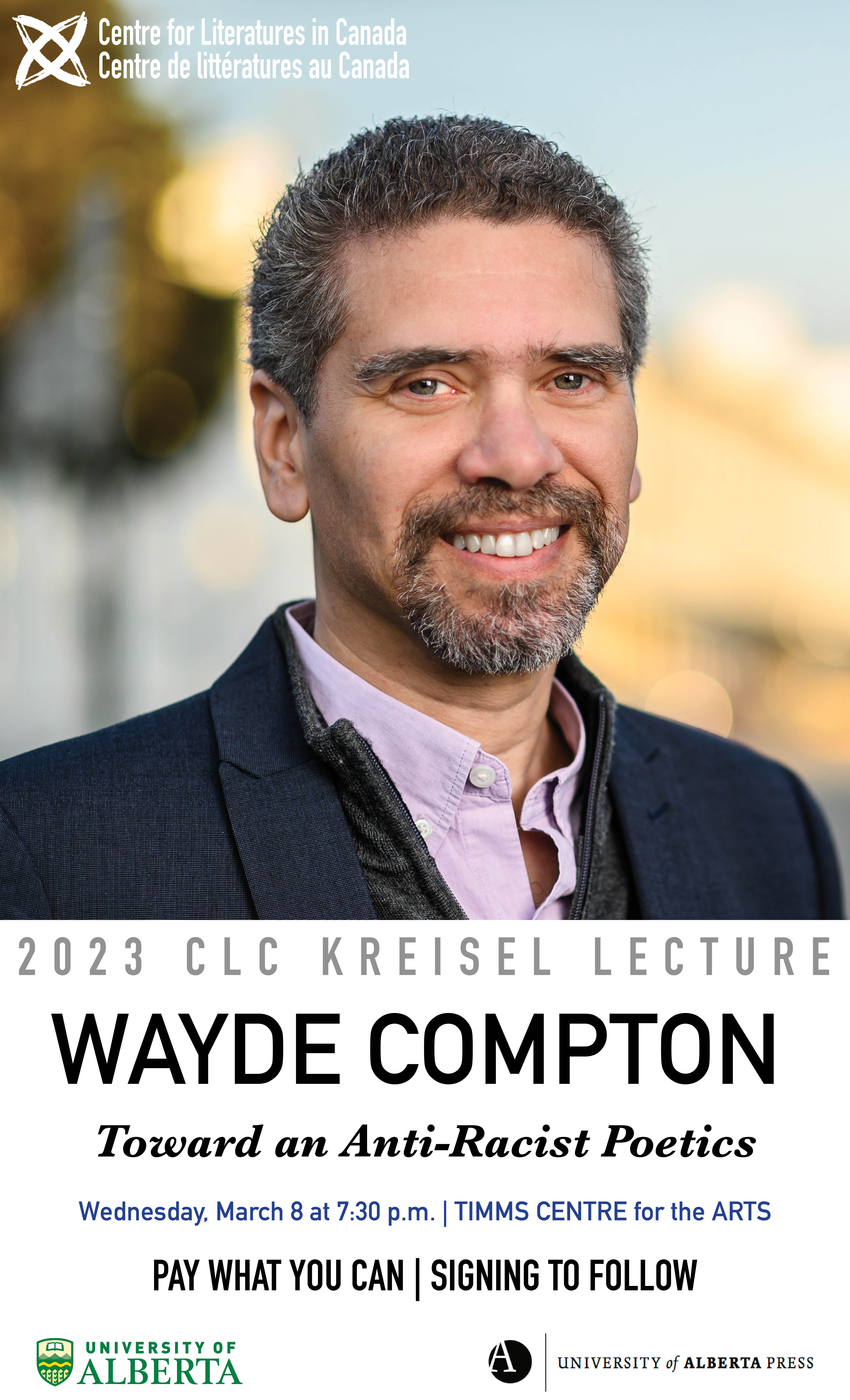 Poster for 2023 Kreisel Lecture with Wayde Compton