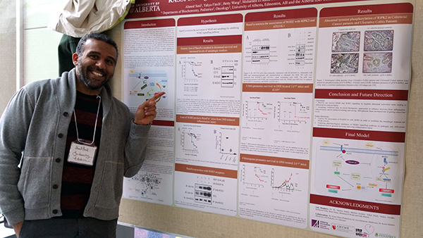 Ahmed Said with his poster at CRINA Research Day 2014