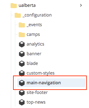 Finding main-navigation configuration item