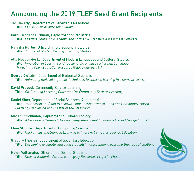 2019 TLEF Seed Grant Recipients