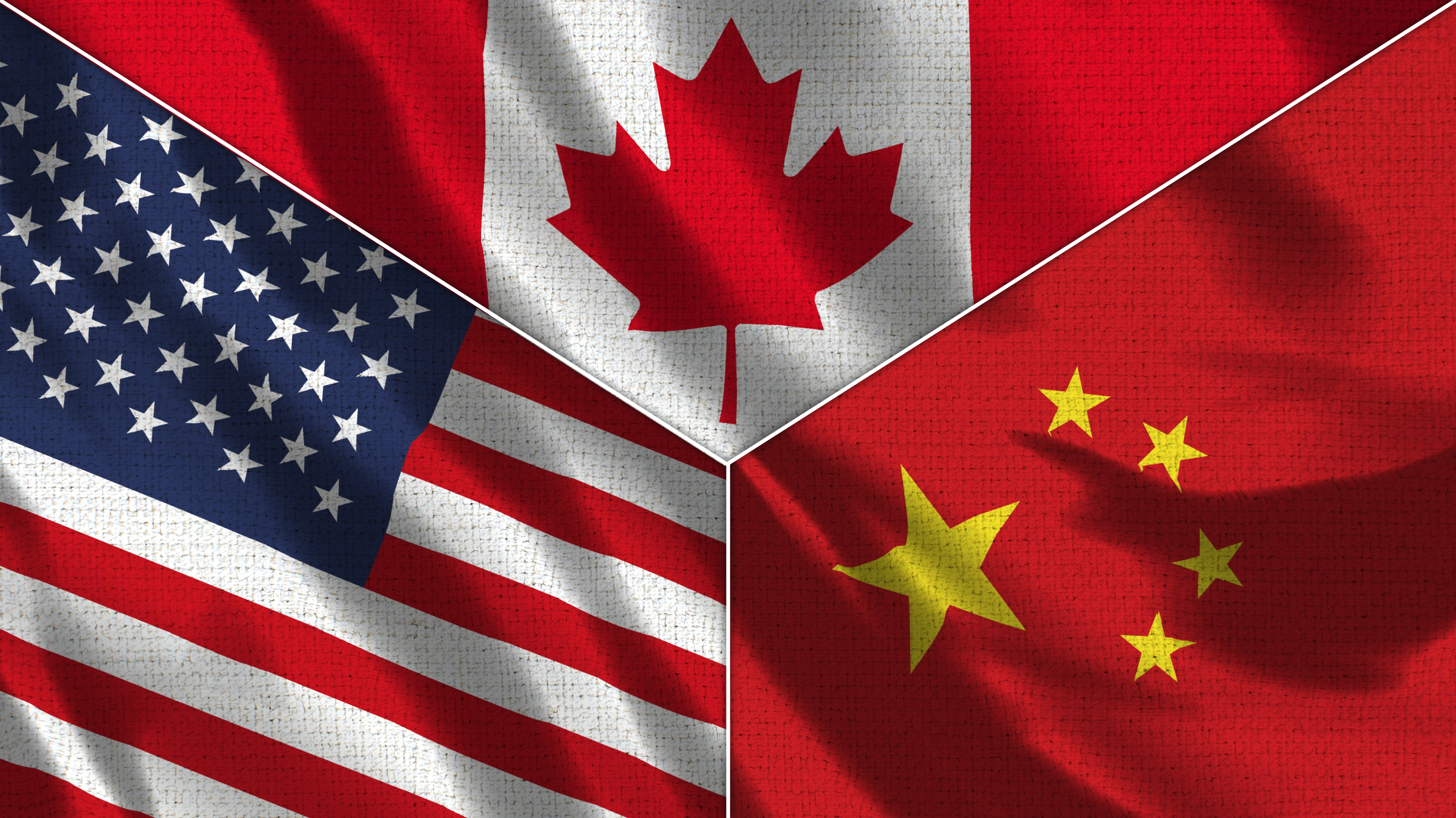 usa, canada, and china flags