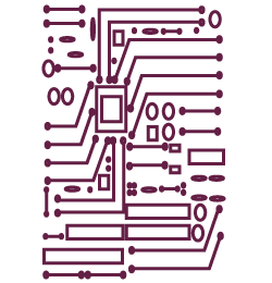 Icon with purple gold circuit board