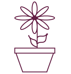 Icon with purple flower in pot