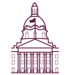 Icon with purple Alberta Legislature Building