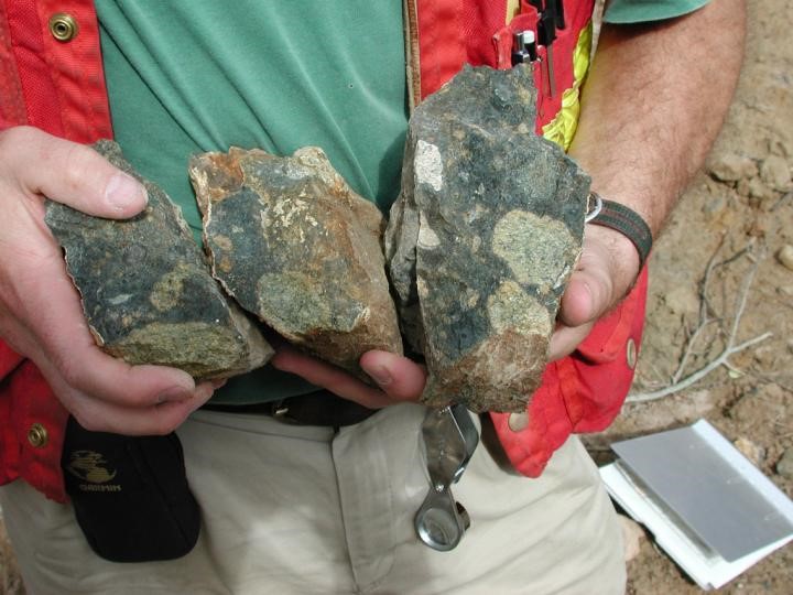 Pieces of kimberlite from the Buffalo Head Hills region, Alberta