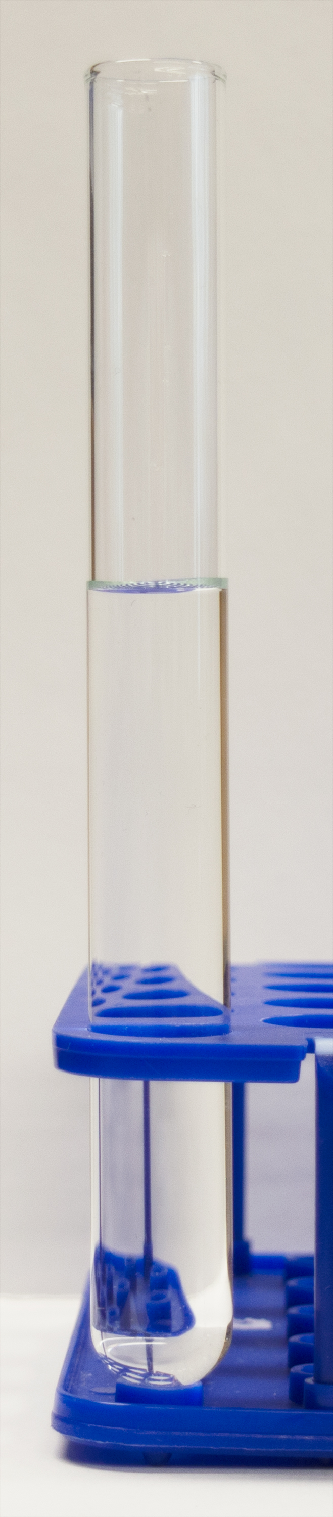 Clear brine in a test tube
