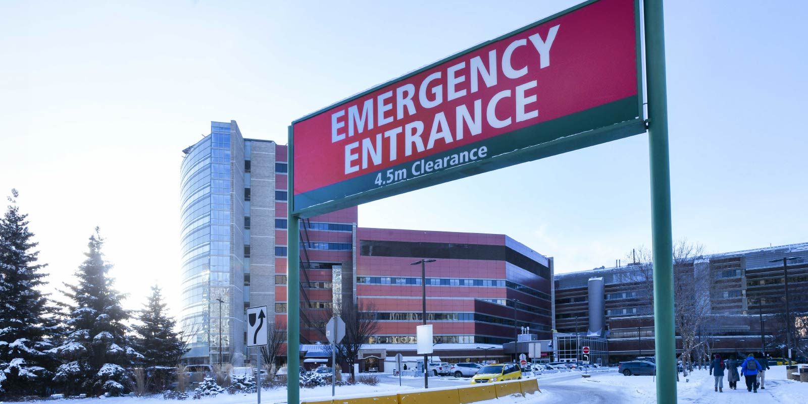 Emergency entrance sign in front of the University of Alberta hospital.