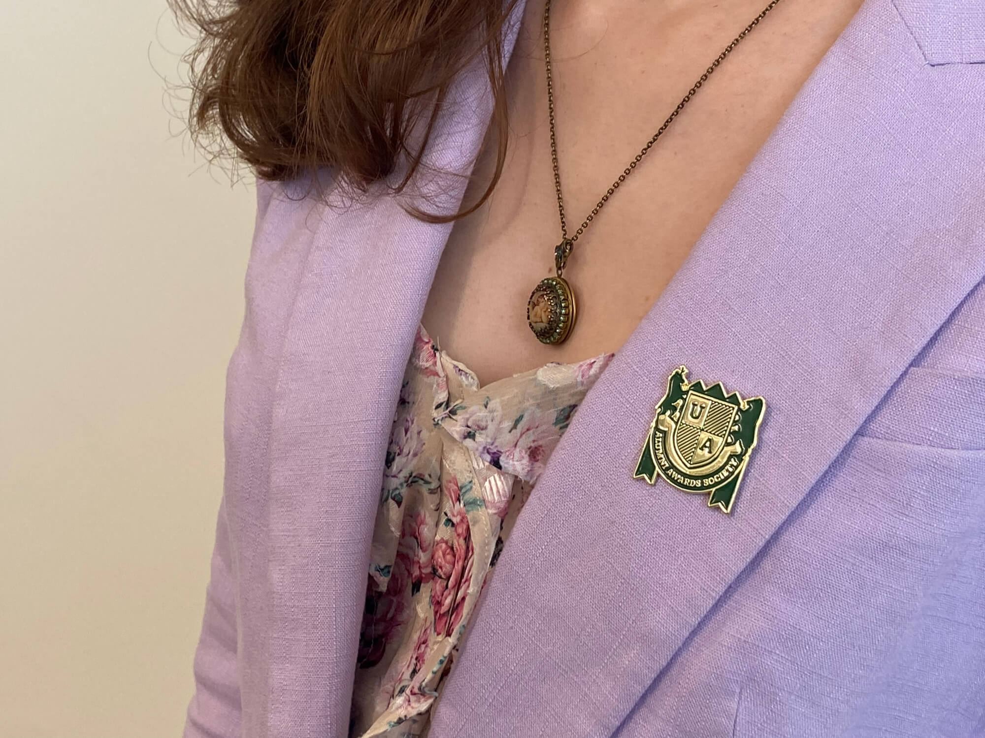 Alumni Awards Society Pin and necklace