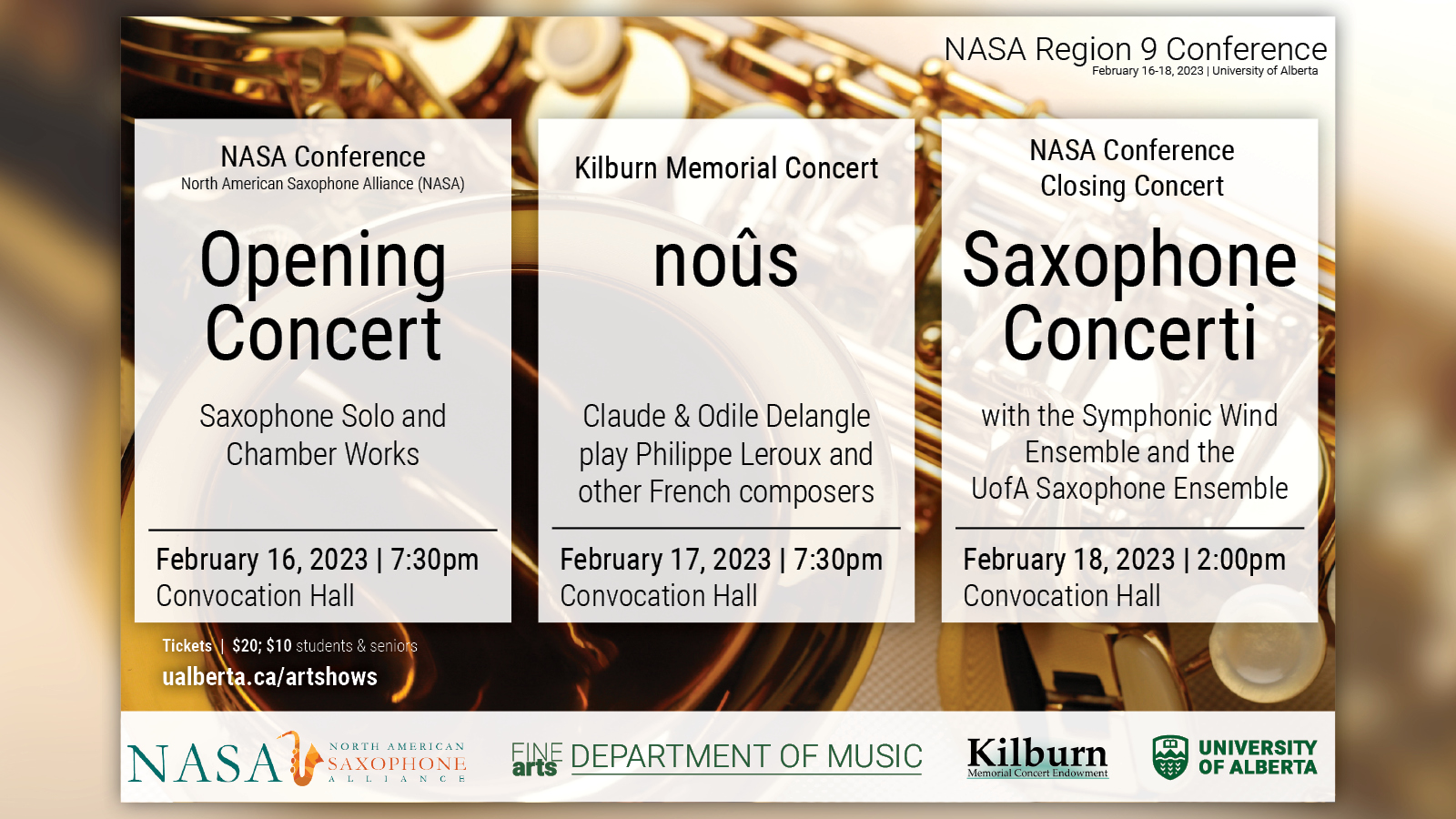 Saxophone Concert Program NASA Conference: Saxophone Concerts | Faculty of Arts