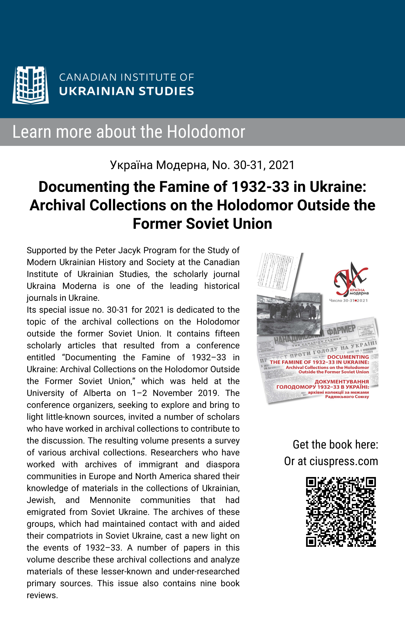 Holodomor Learning Resources | Canadian Institute of Ukrainian Studies