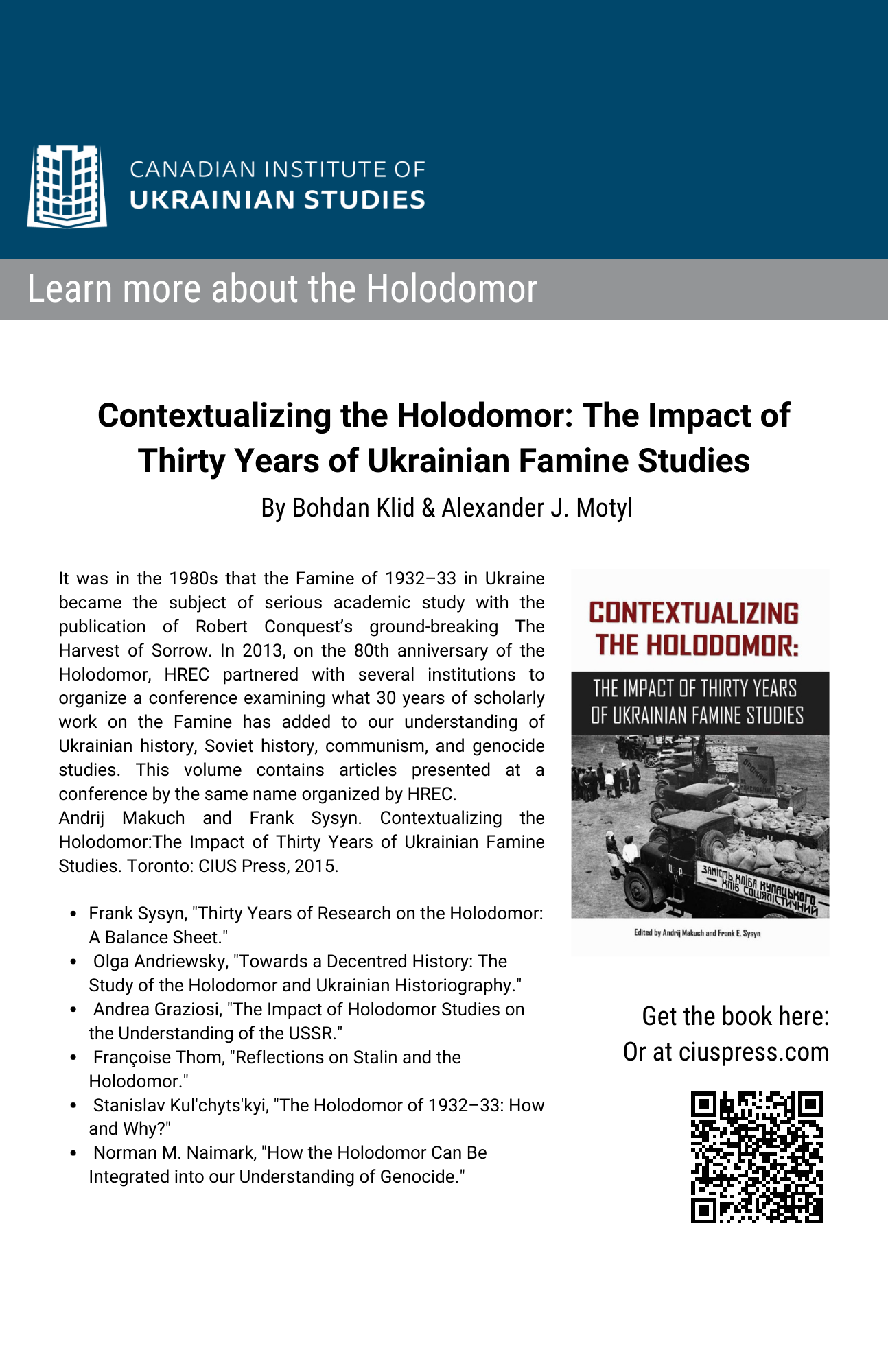 Holodomor Learning Resources | Canadian Institute of Ukrainian Studies