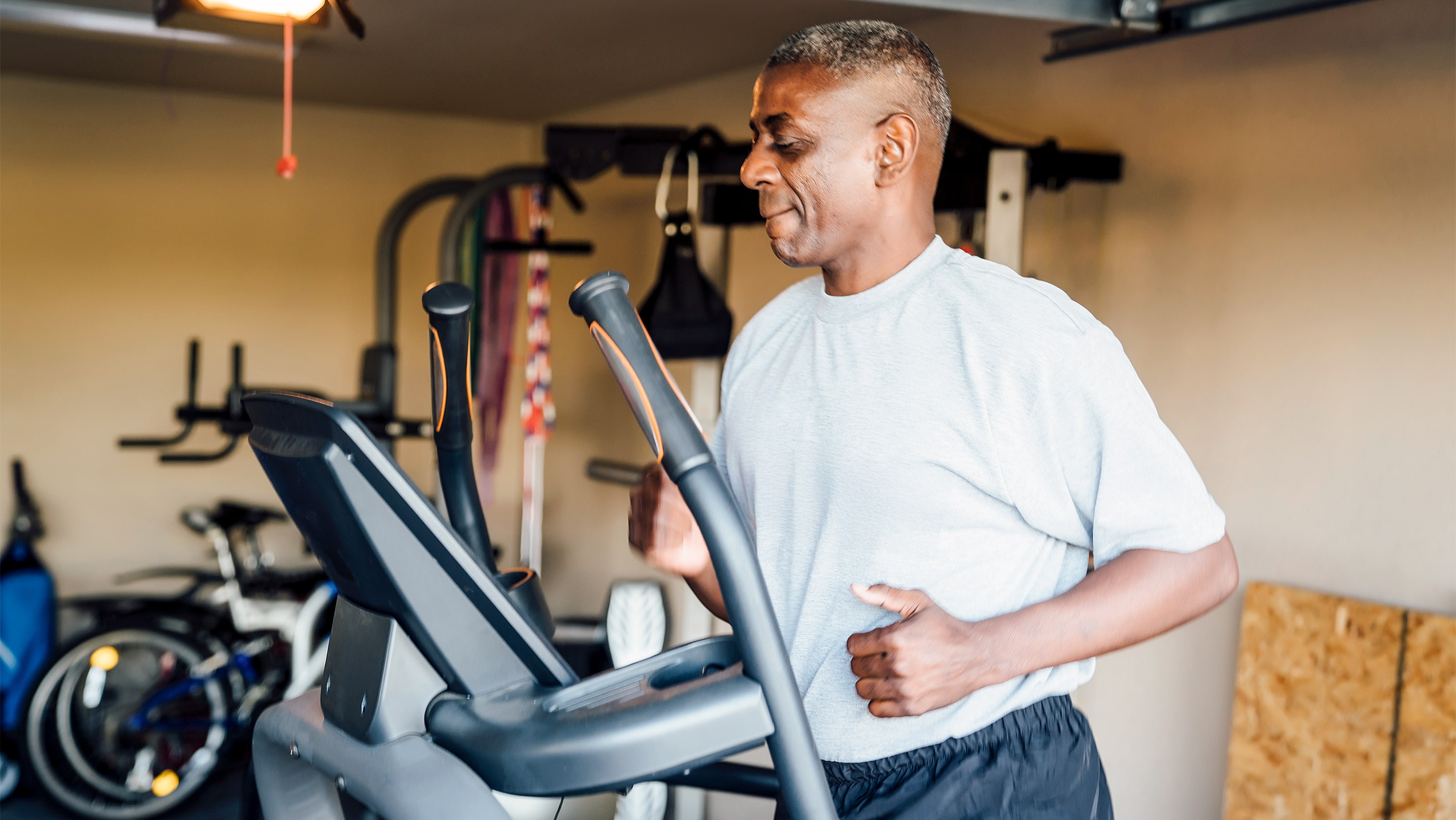 Man running on treadmill