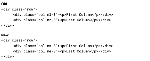 Example of spacing utility classes for bootstrap 5