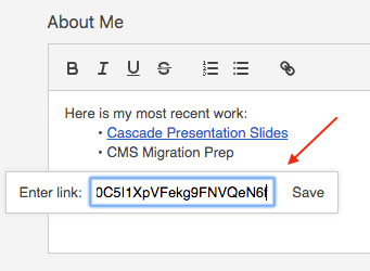 Inserting shared link