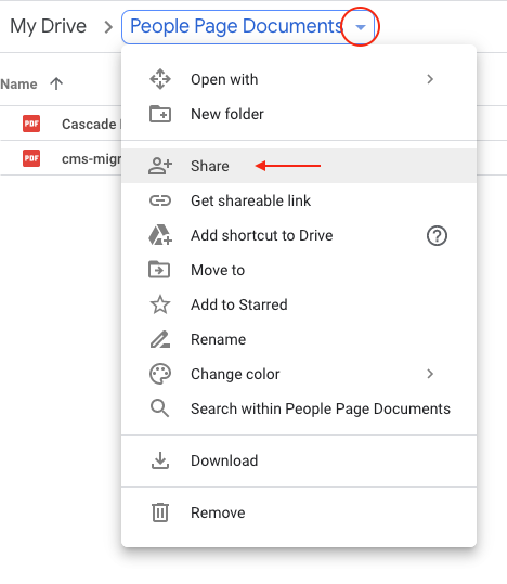 Select share on new folder