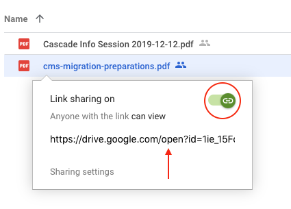 Turn on link sharing