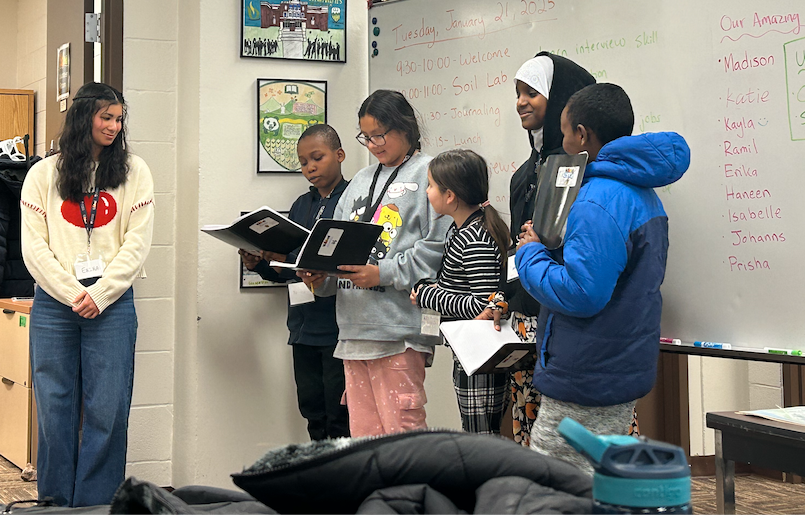 Maria is interviewed by U School participants
