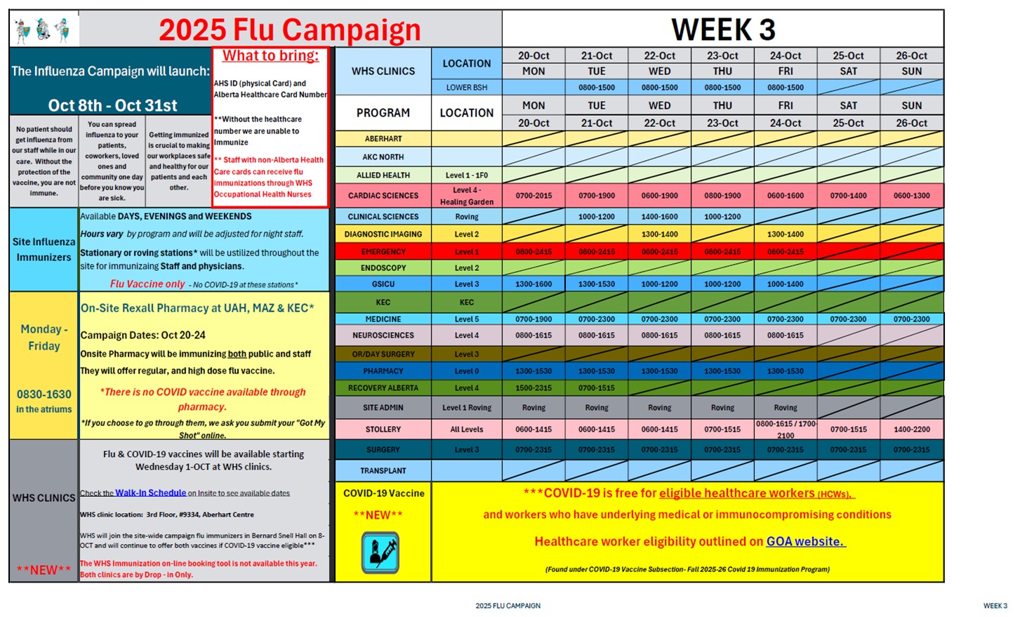 U of A Flu Campaign Schedule