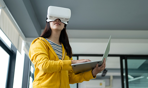 Student using VR headset