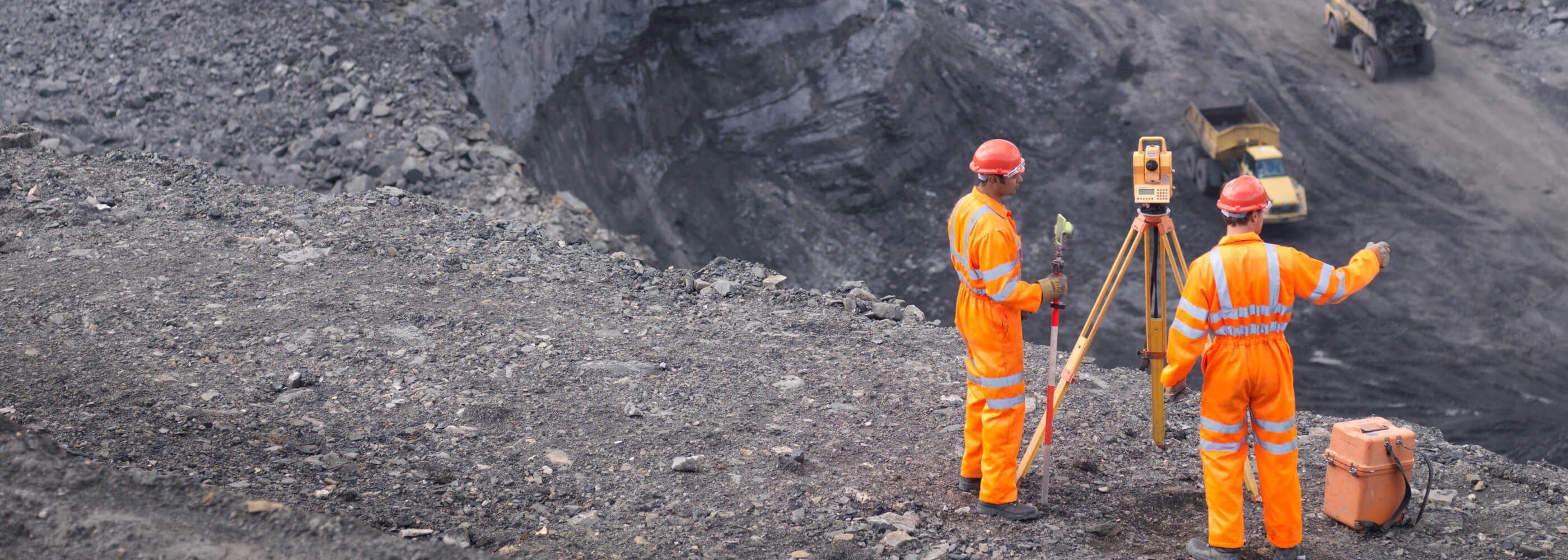 Coal Miners Surveying Mine From Above