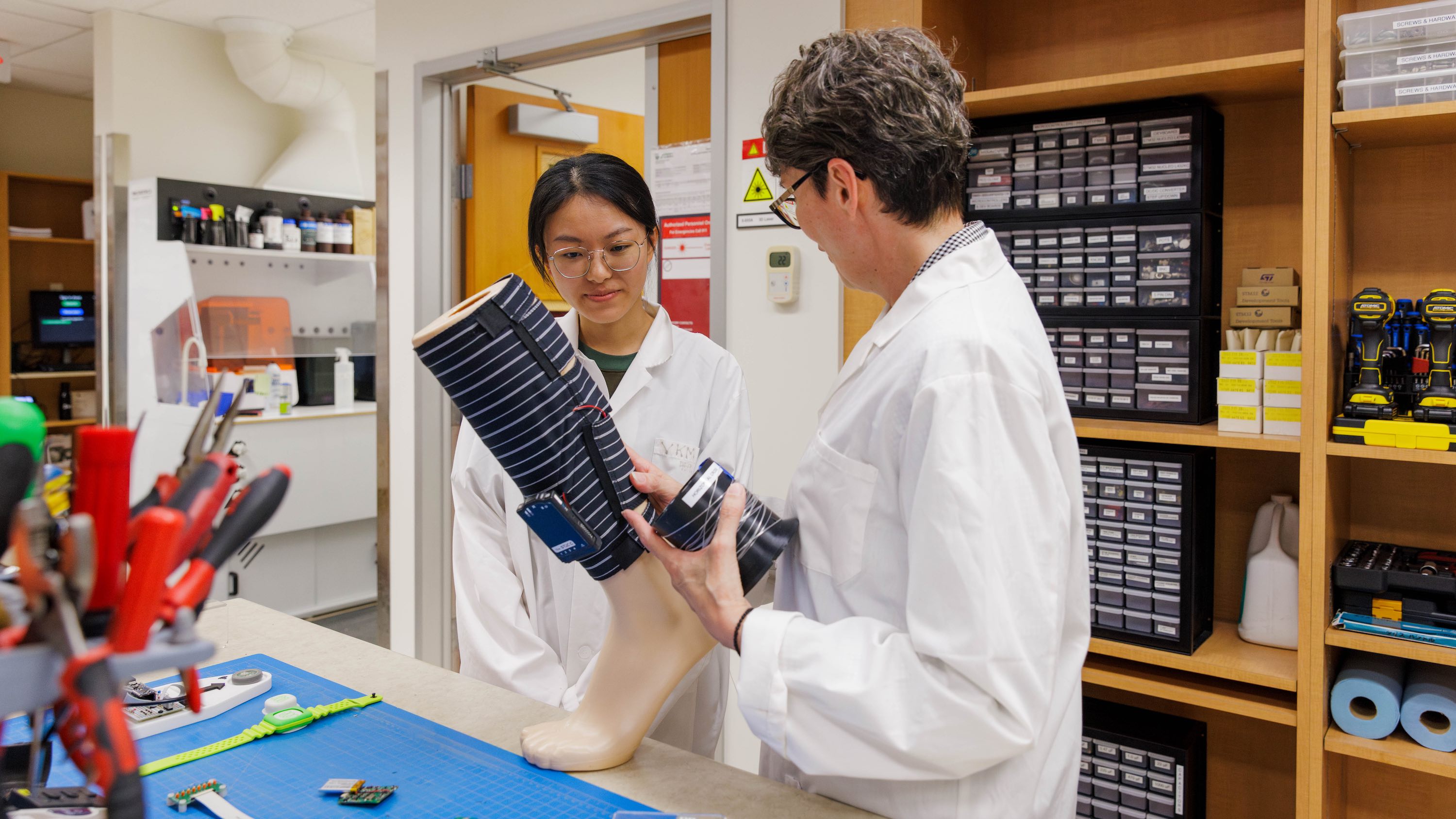 Vivian Mushahwar, director of the U of A’s iSMART and ST Innovations, leads a large interdisciplinary research team that received $24 million from the New Frontiers in Research Fund - Transformation program to develop smartwear clothing that will assist with joint injury repair, posture, balance, arm movements, and even standing and walking. (Photo: Alex Pugliese)