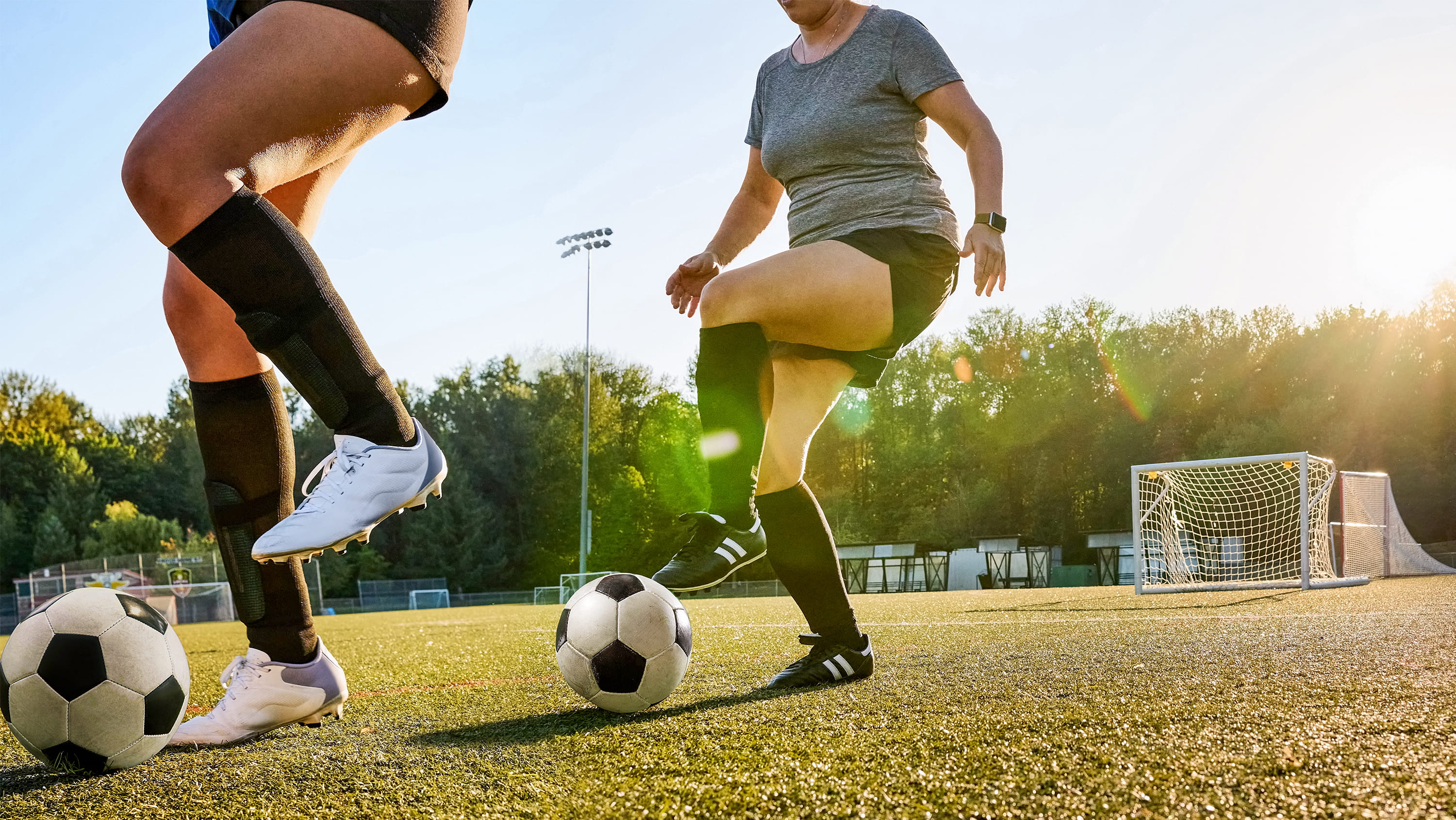 A pregnant woman plays soccer