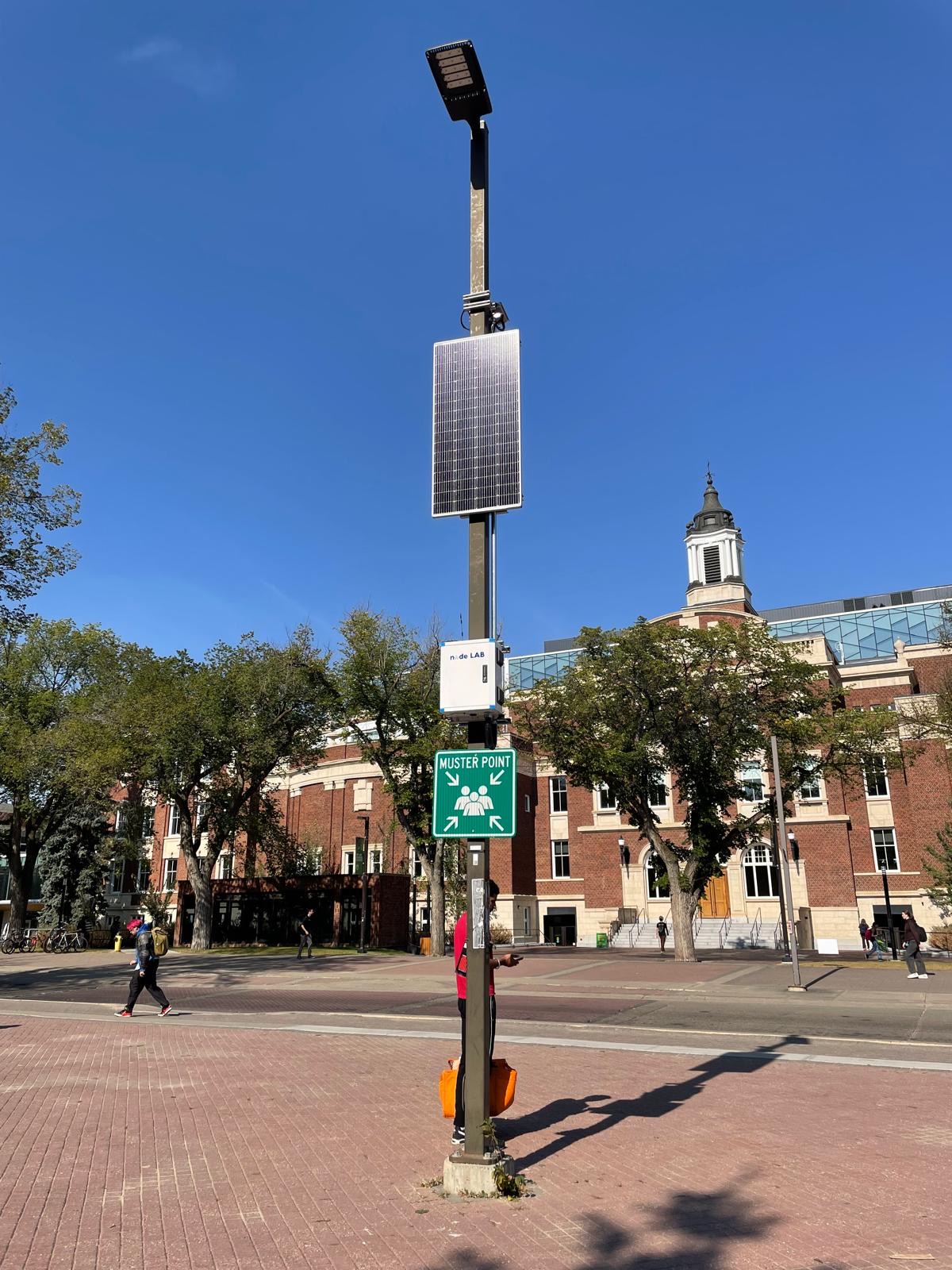A LIDAR sensor mounted on a lamppost on the U of A's North Campus (Photo: Supplied)