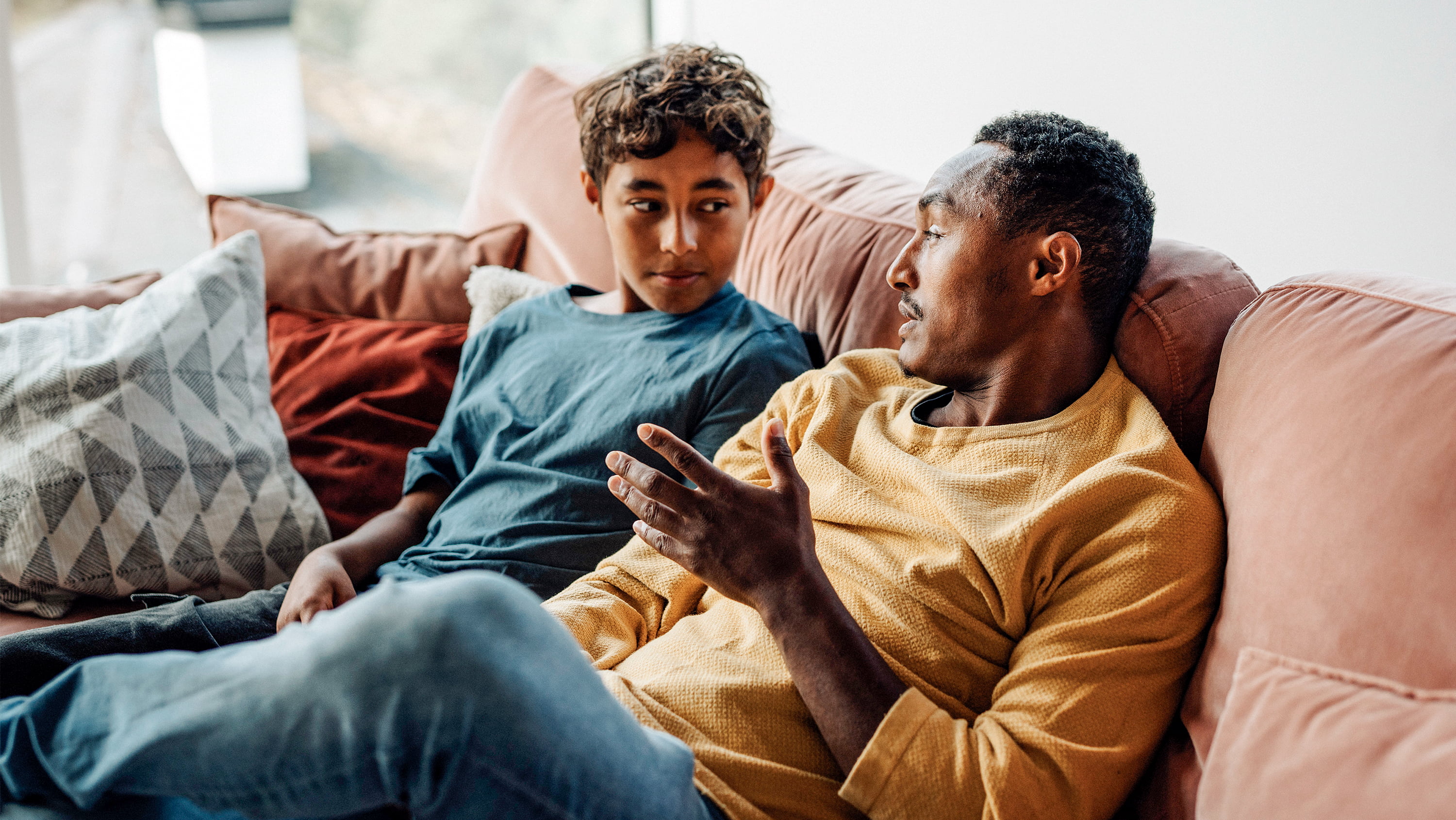 Man talks to son