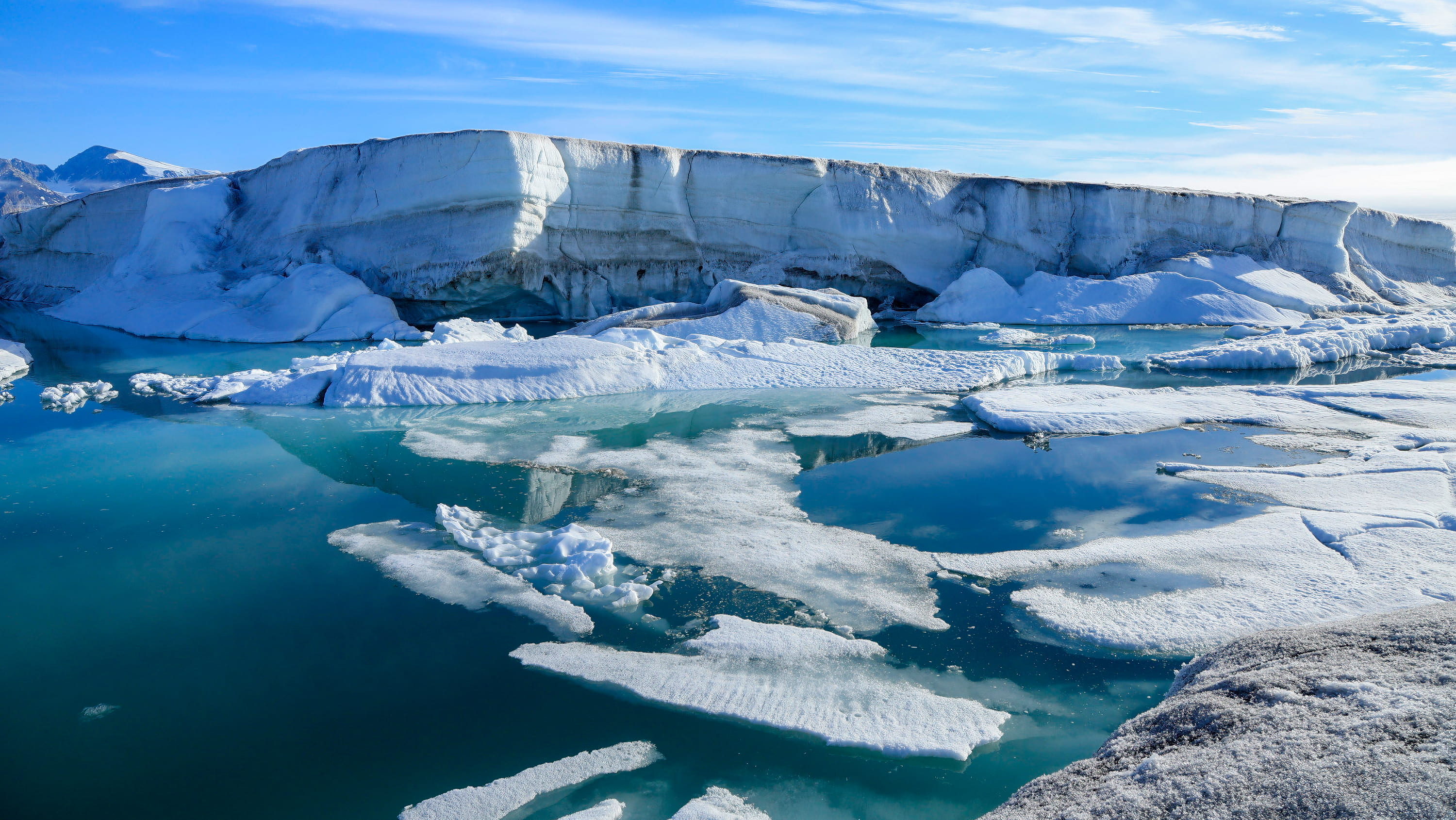 A photo showing Canada's last "epishelf lake," A freshwater lake suspended in ice above the Arctic Ocean. (Photo: Supplied)