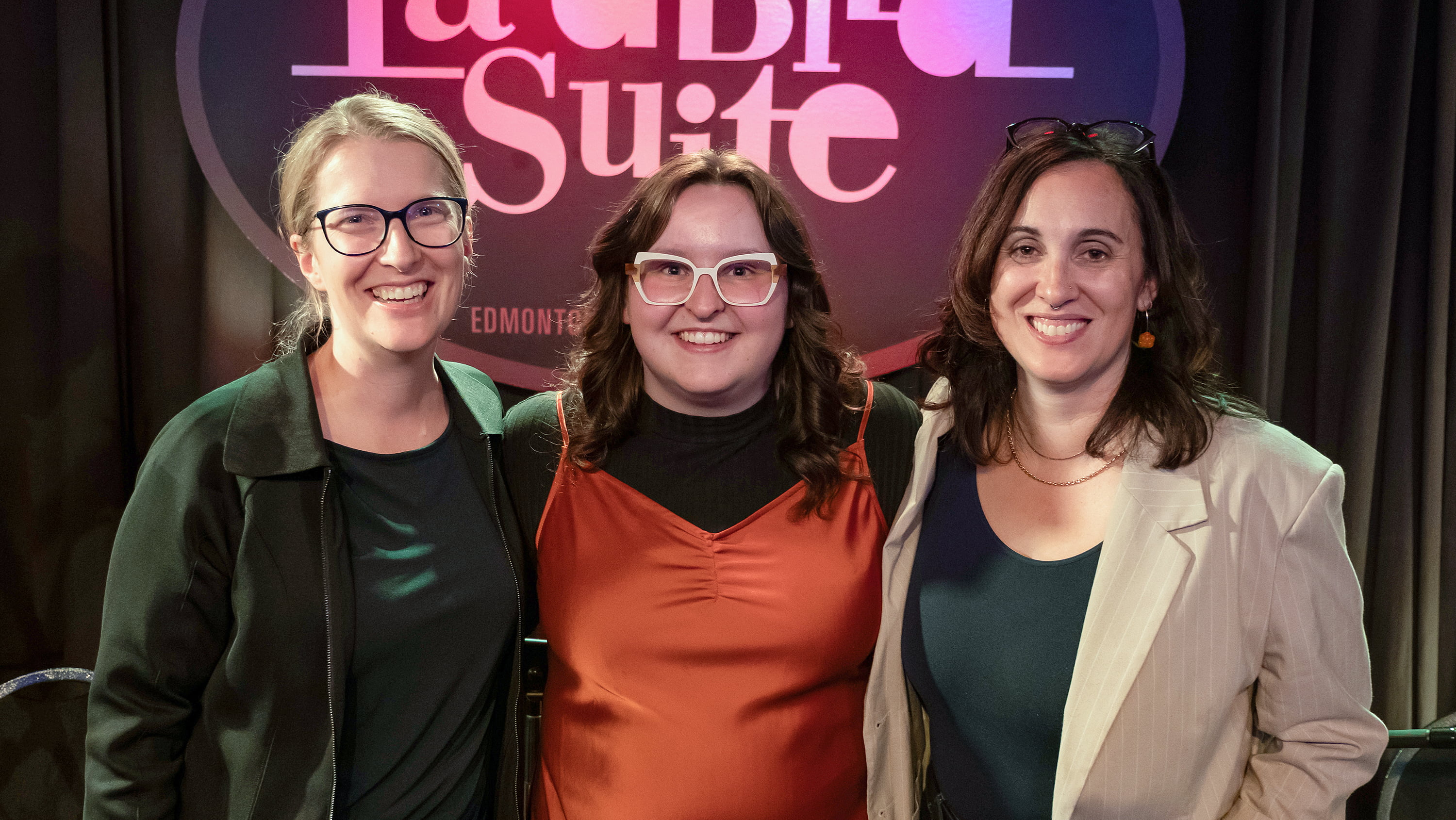 (From left) Public health researchers Sherilee Harper, Hannah Bayne and Breanne Aylward at the Tuning Into Climate Change concert (Photo: Katie Cutting)