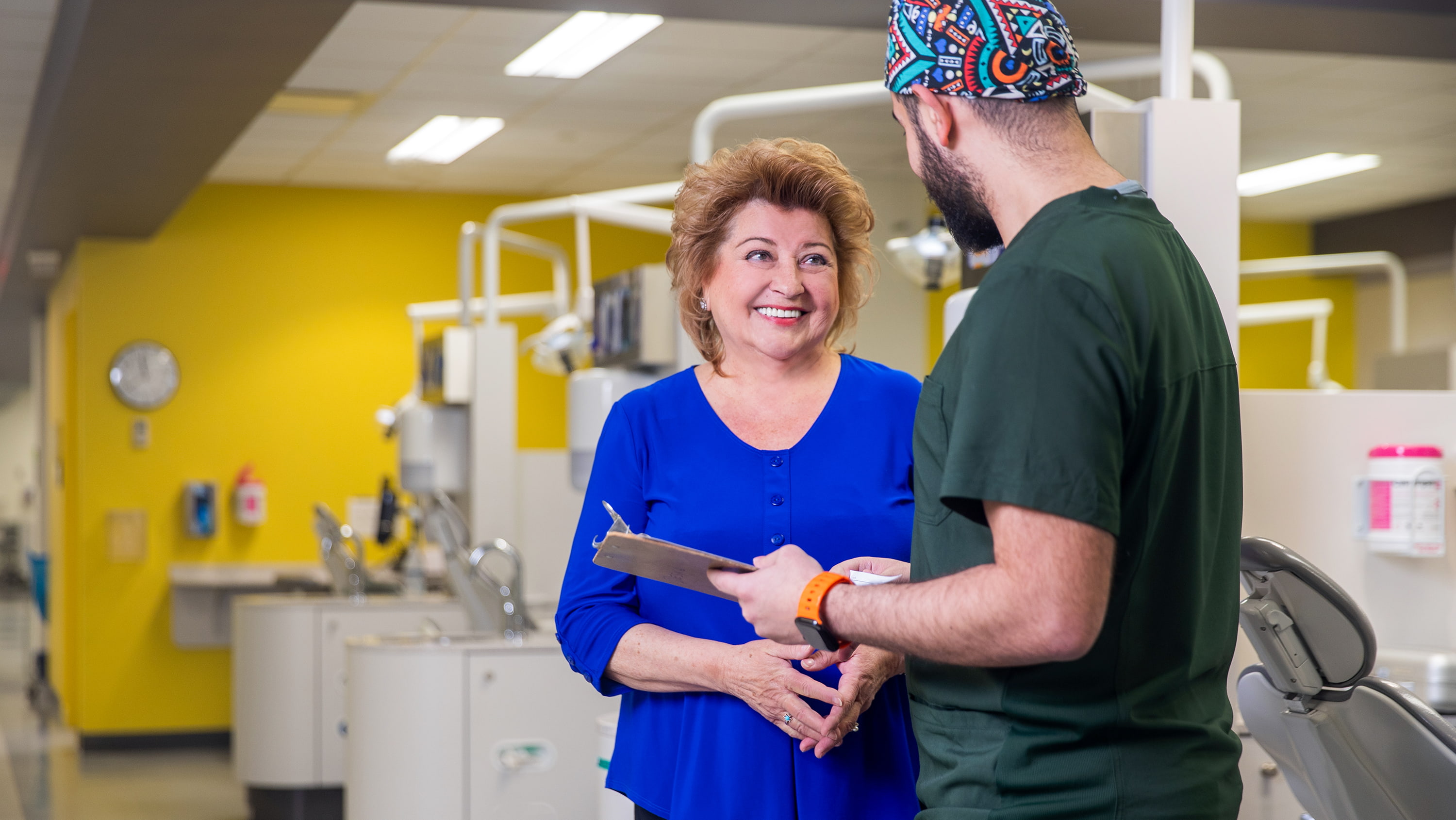 Joan Ditlof is one of 15,000 community members who receive student care at the newly named Paul Major Oral Health Clinic each year. (Photo: Curtis Comeau Photography) 